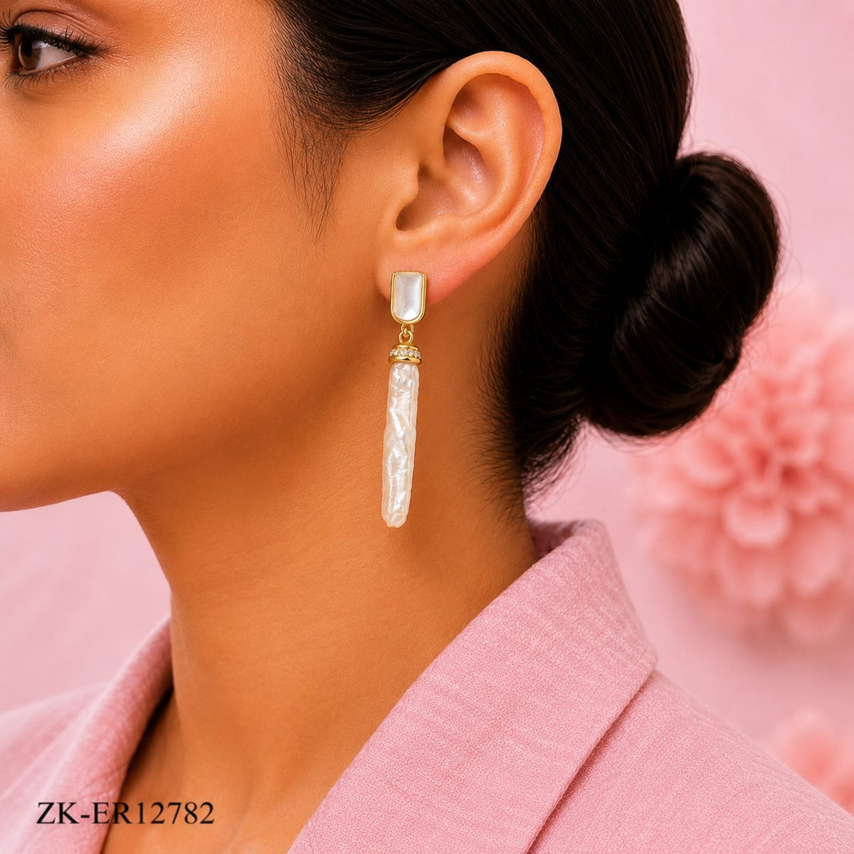 Long Bar Pearl Earrings