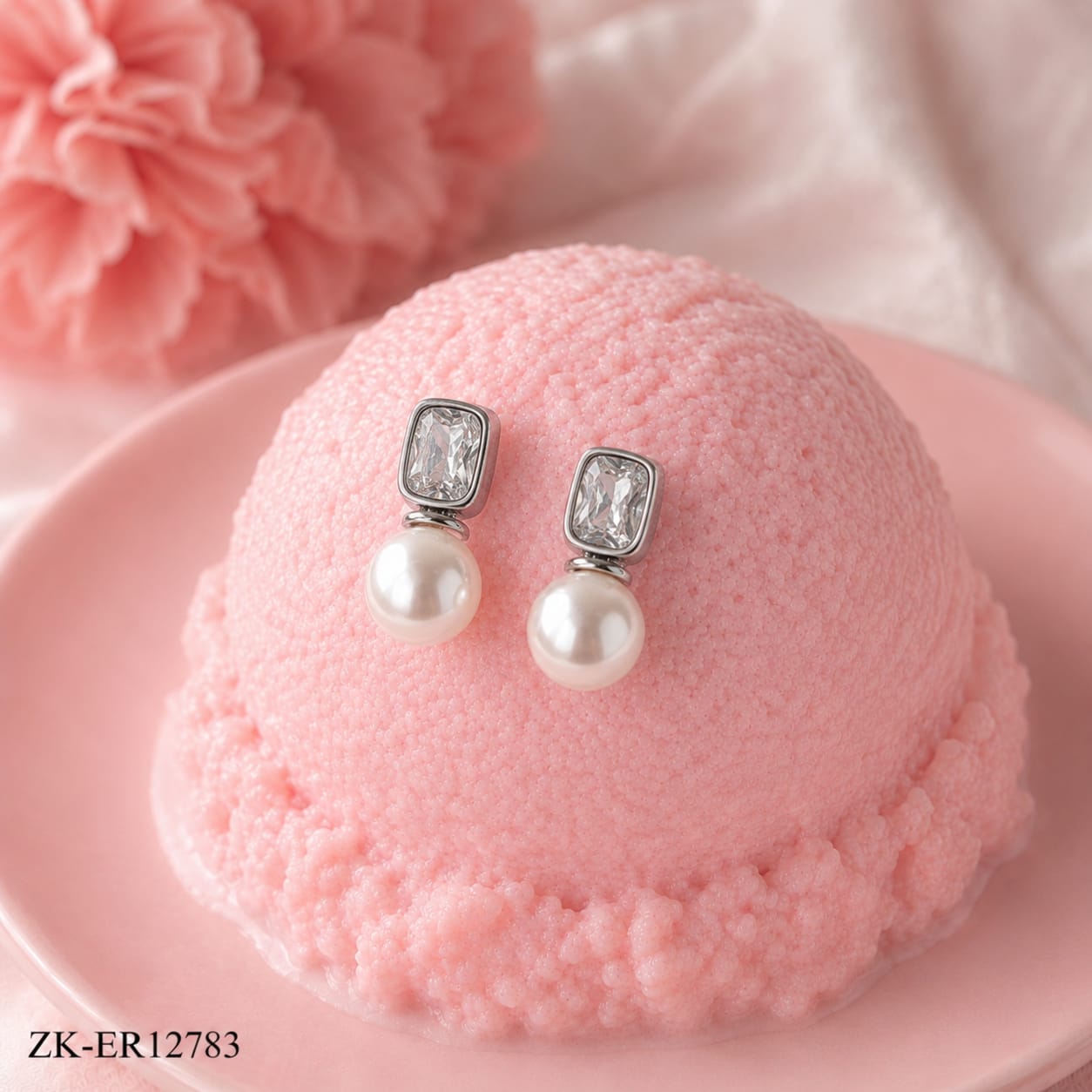 SILVER STUD EARRINGS WITH PEARL DROP