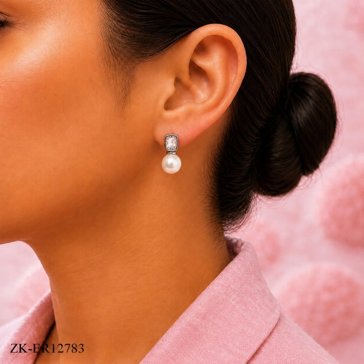 Square Pearl Drop Studs