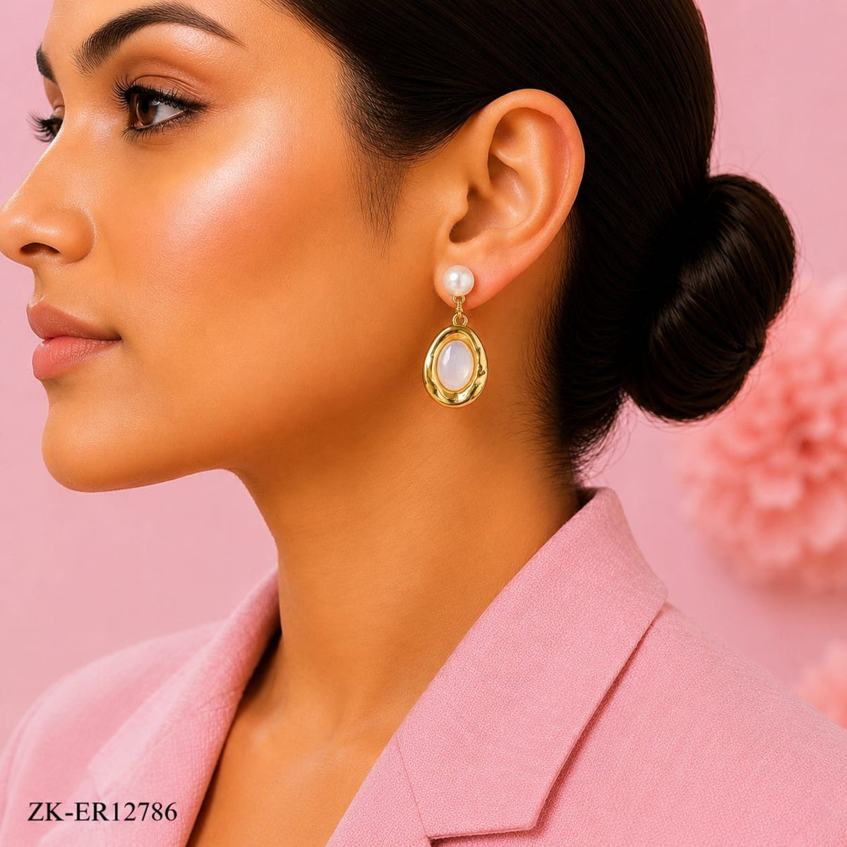 Oval Pearl Top Earrings