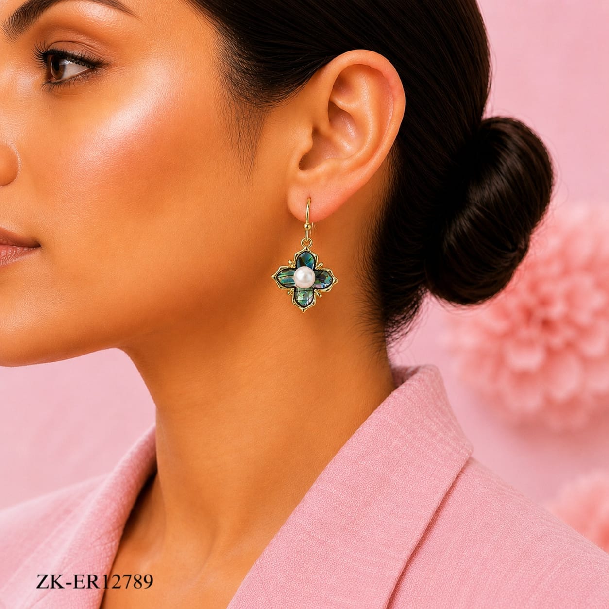 Dual Shade Flower Earrings