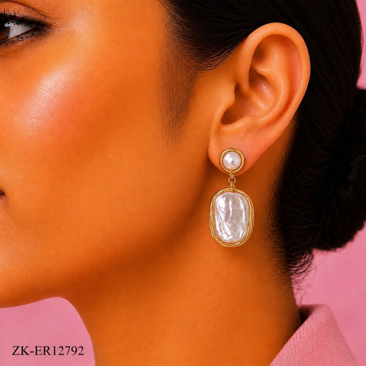 Pink Shell Wire Earrings