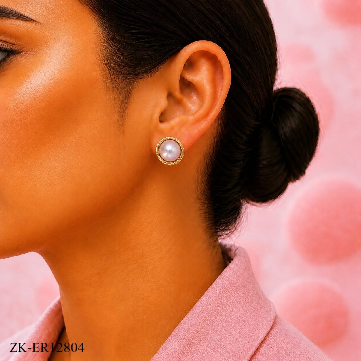 Pink Pearl Wire Earrings