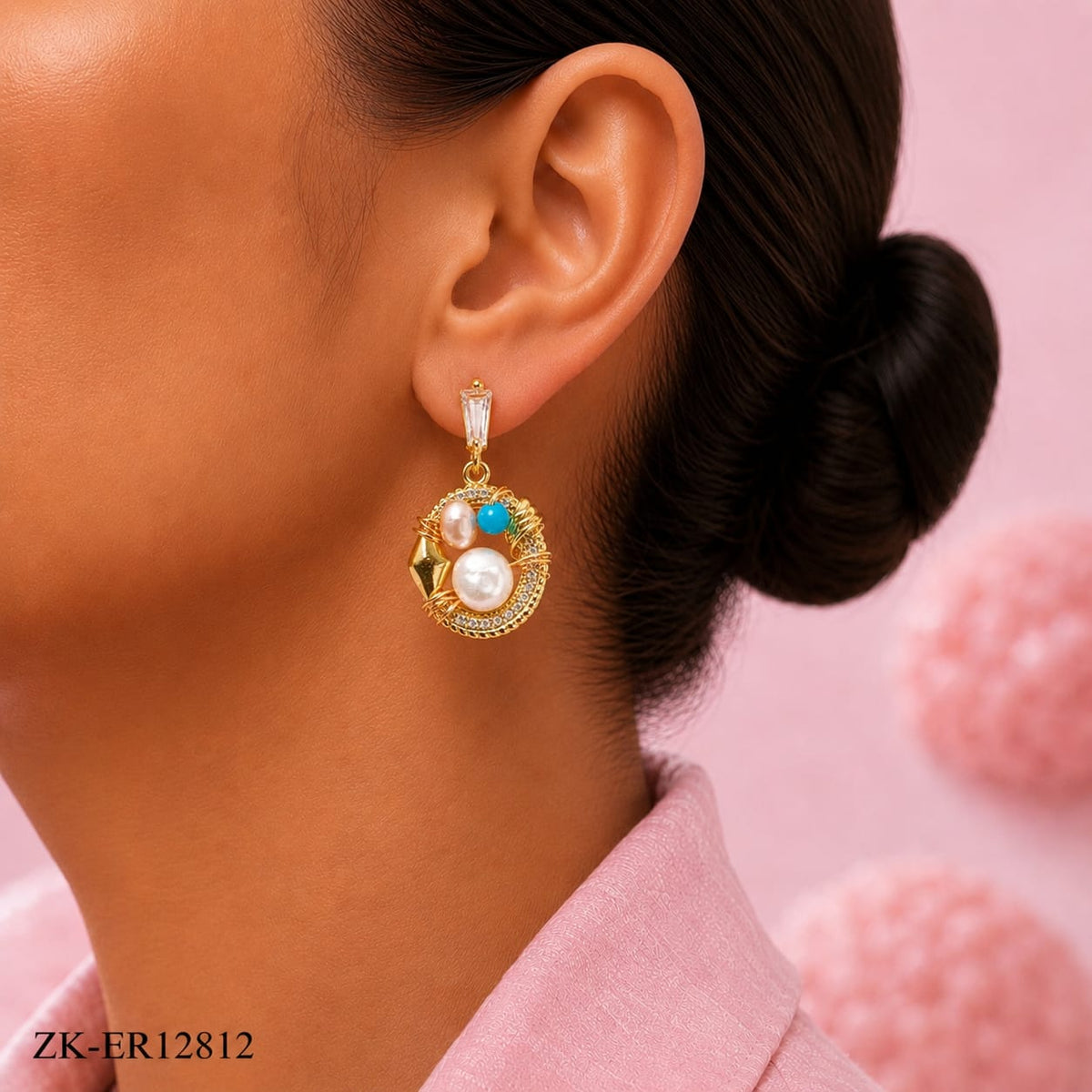 Multi Bead Pearl Earrings