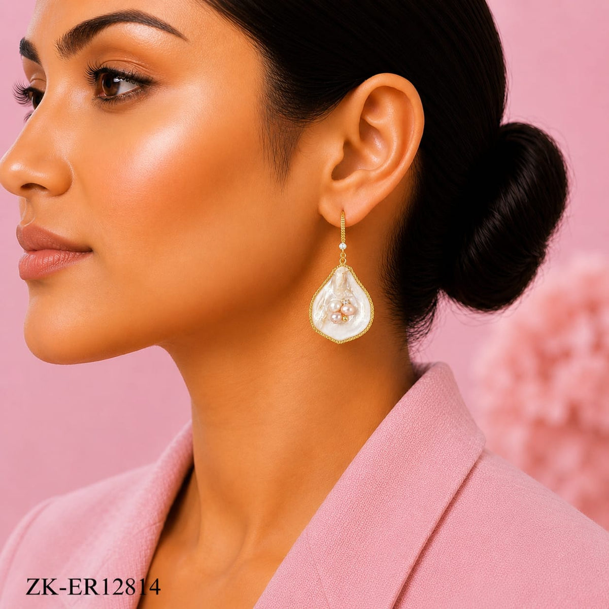 Shell Pearl Cluster Earrings