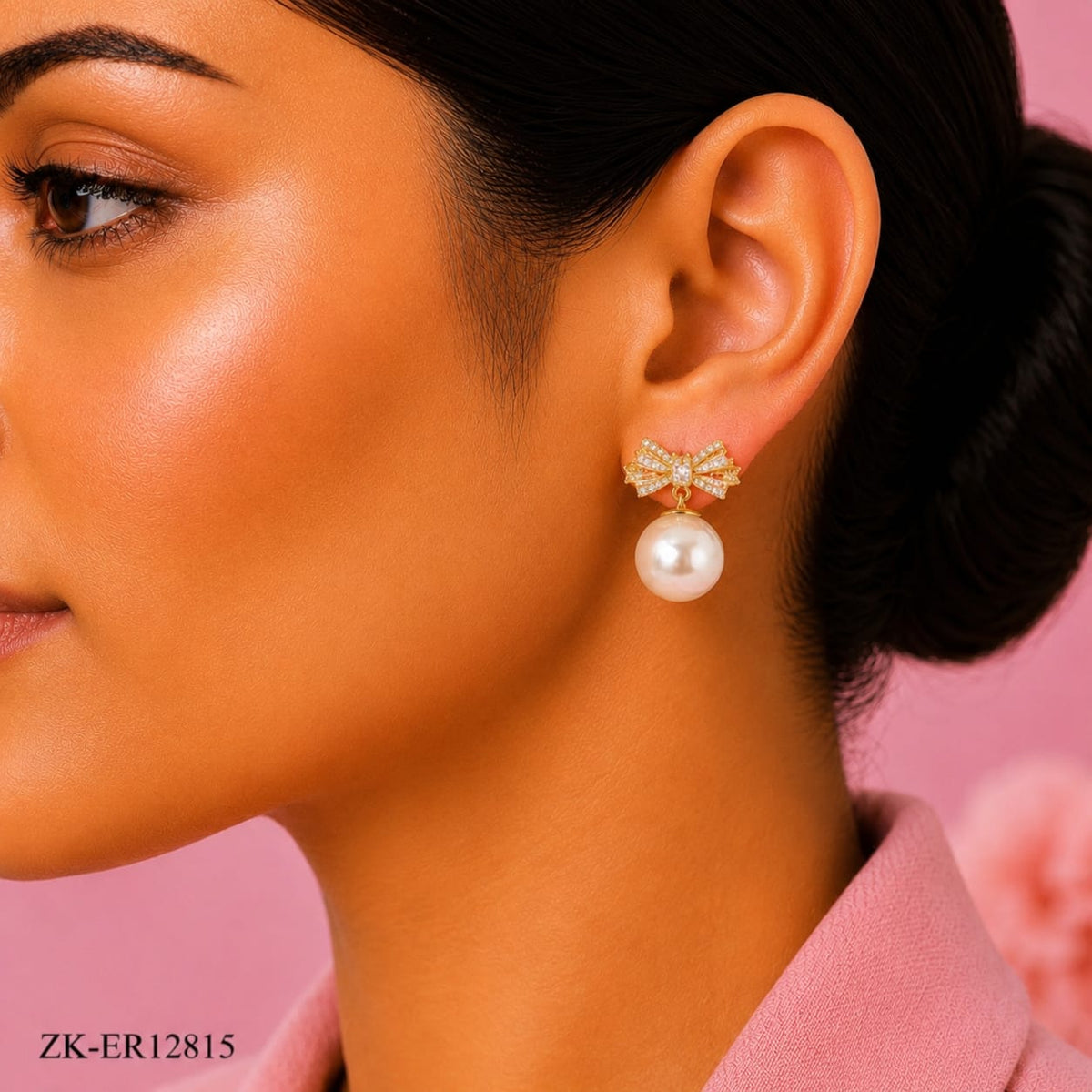 Bow Grey Pearl Earrings