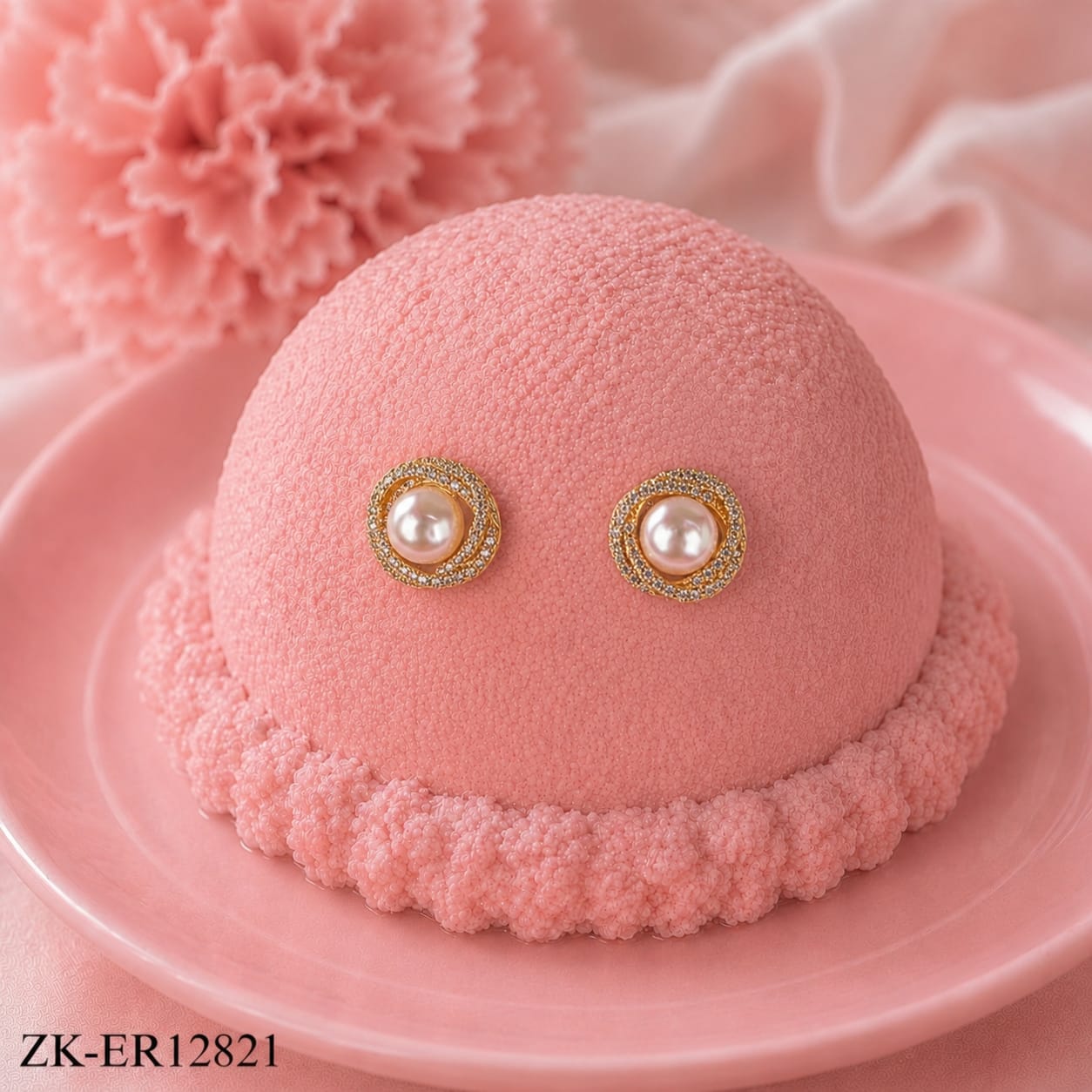 GOLD STUD EARRINGS WITH PINK PEARL CENTRE