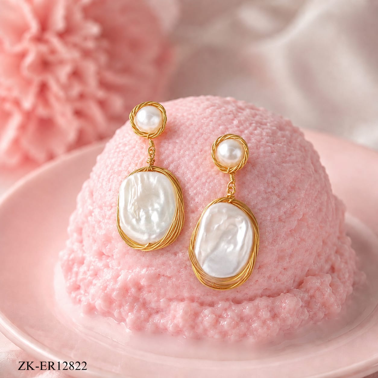 GOLD WIRE PEARLS TOP AND DROP EARRINGS