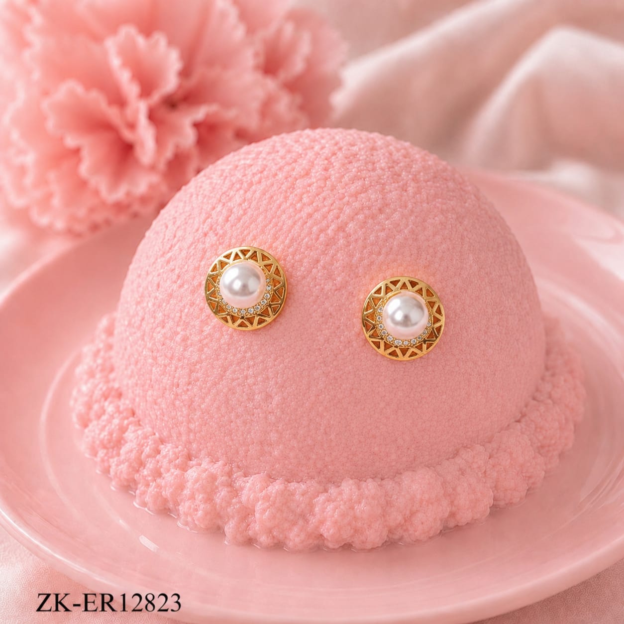 GOLD TONE PEARL CENTRE EARRINGS