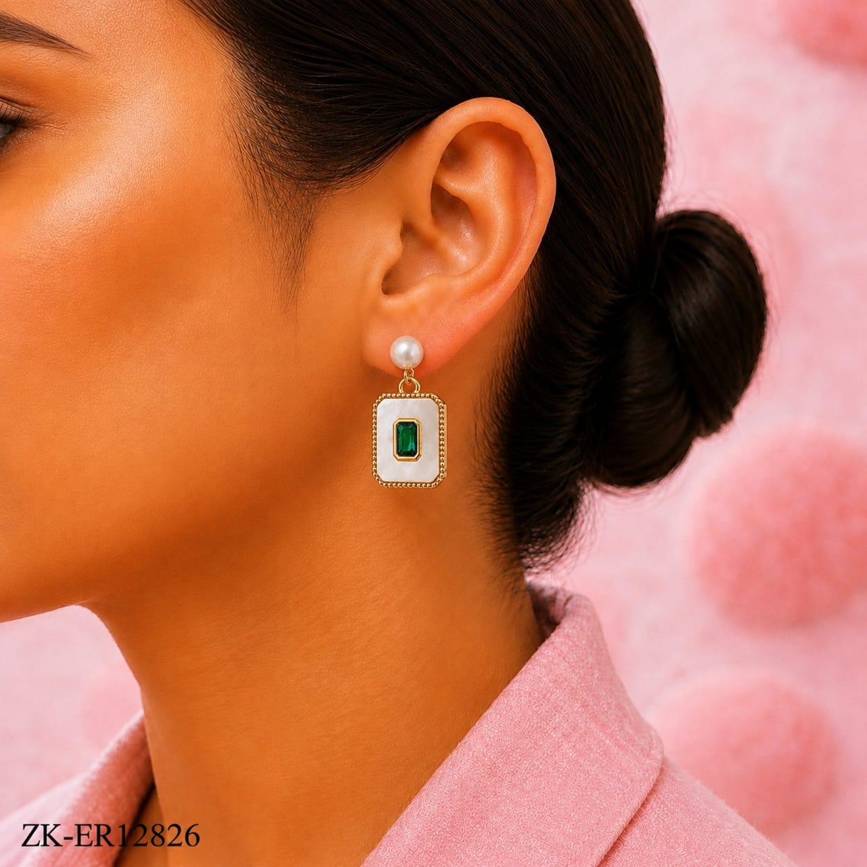 Shell Emerald Earrings