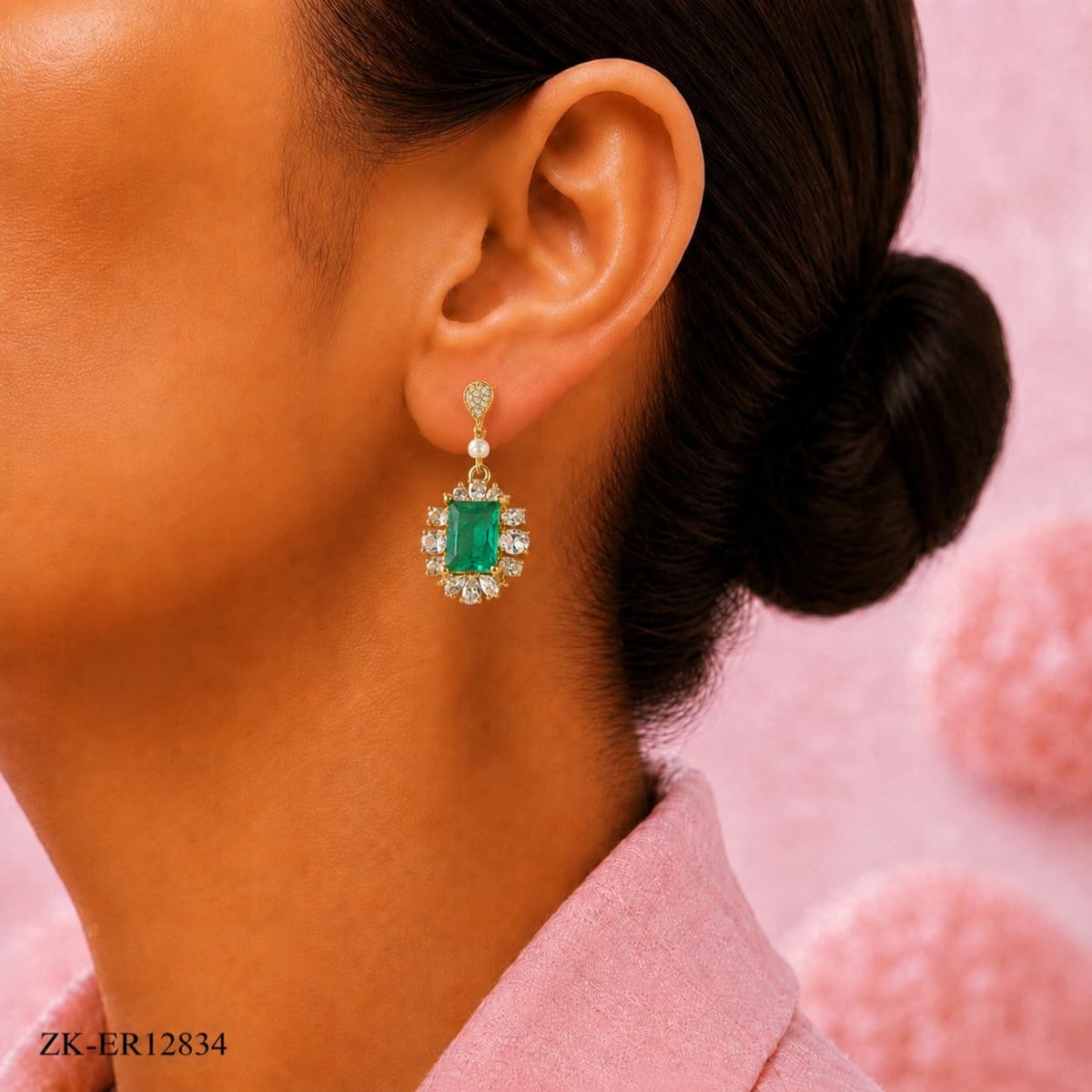 Emerald Kundan Earrings