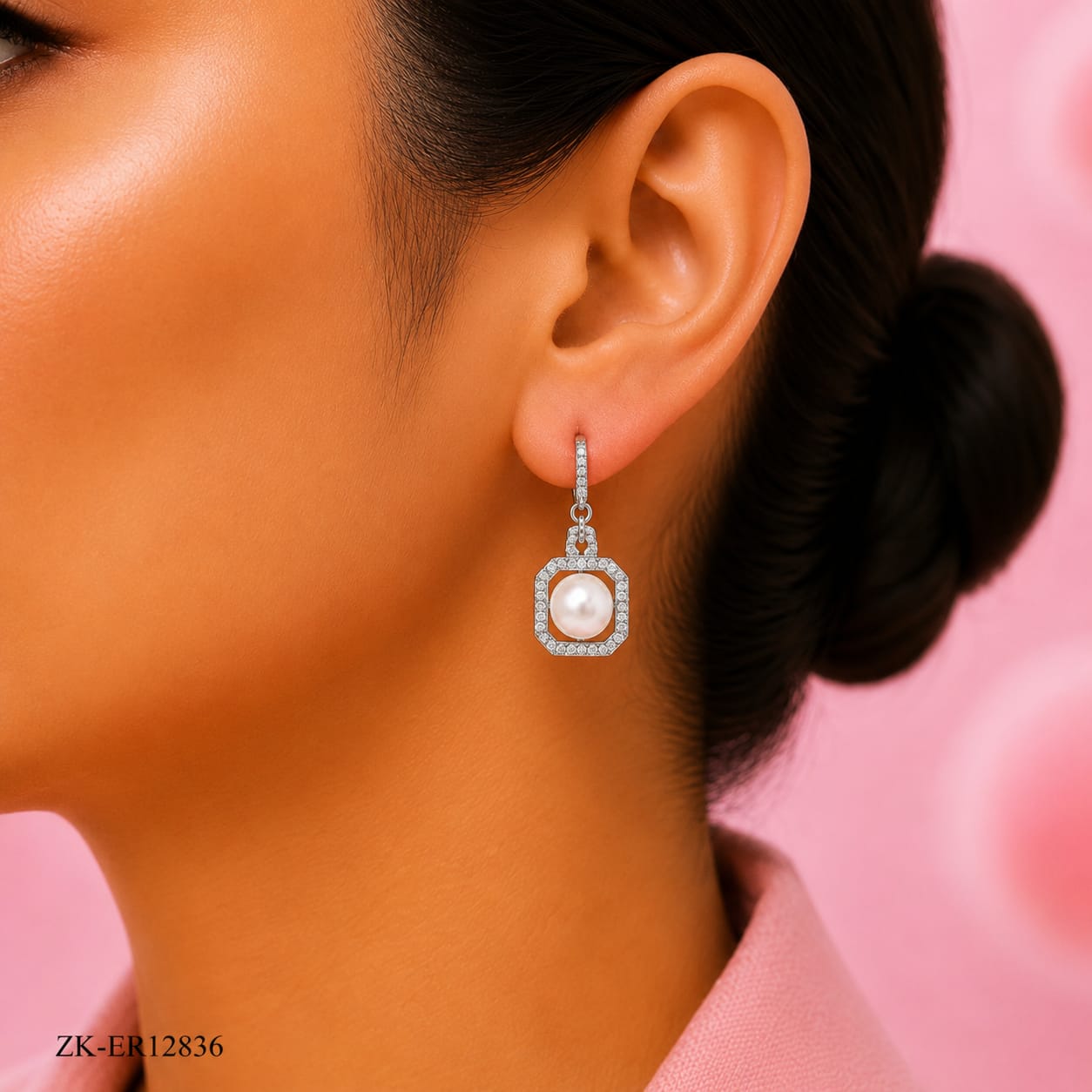 Square Pearl Clip Earrings
