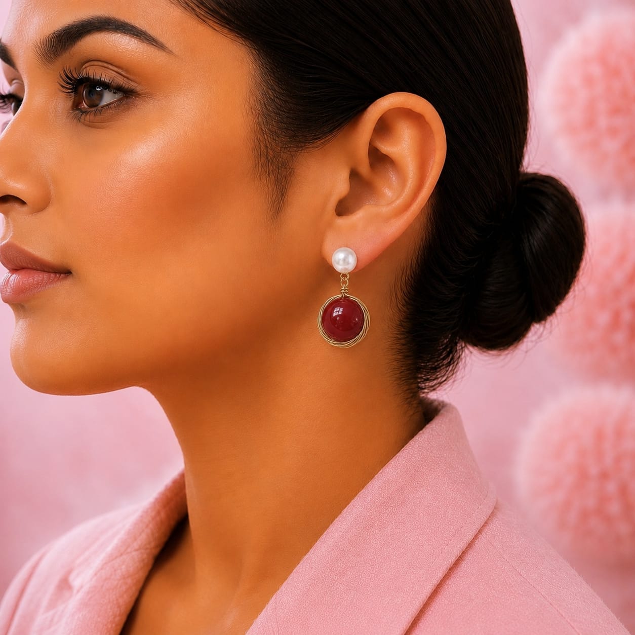 Deep Ruby Wire Earrings