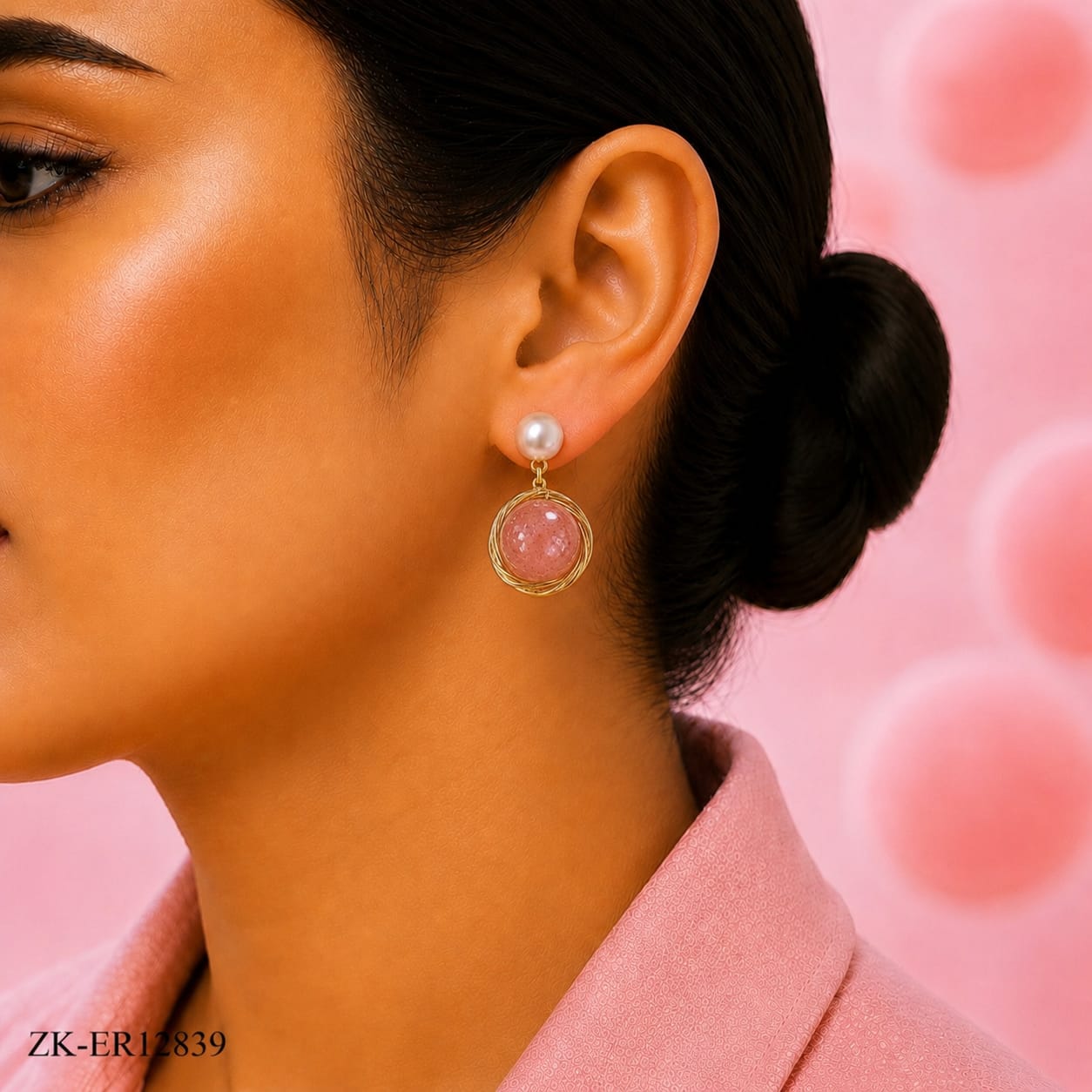 Pearl Pink Stone Earrings