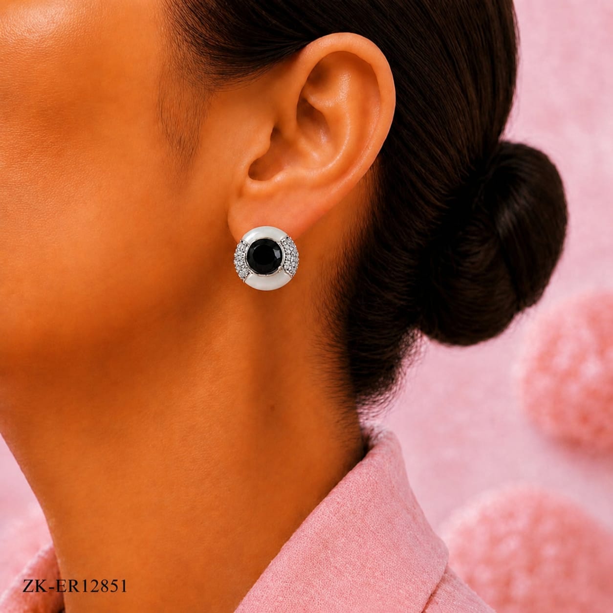Black Enamel Round Studs
