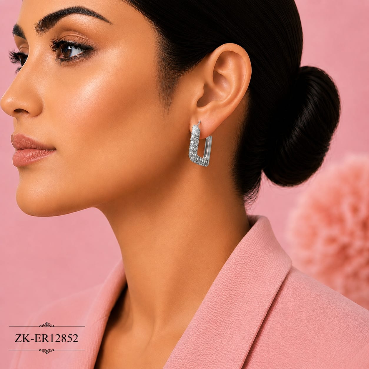 SILVER CUT STONES EARRINGS