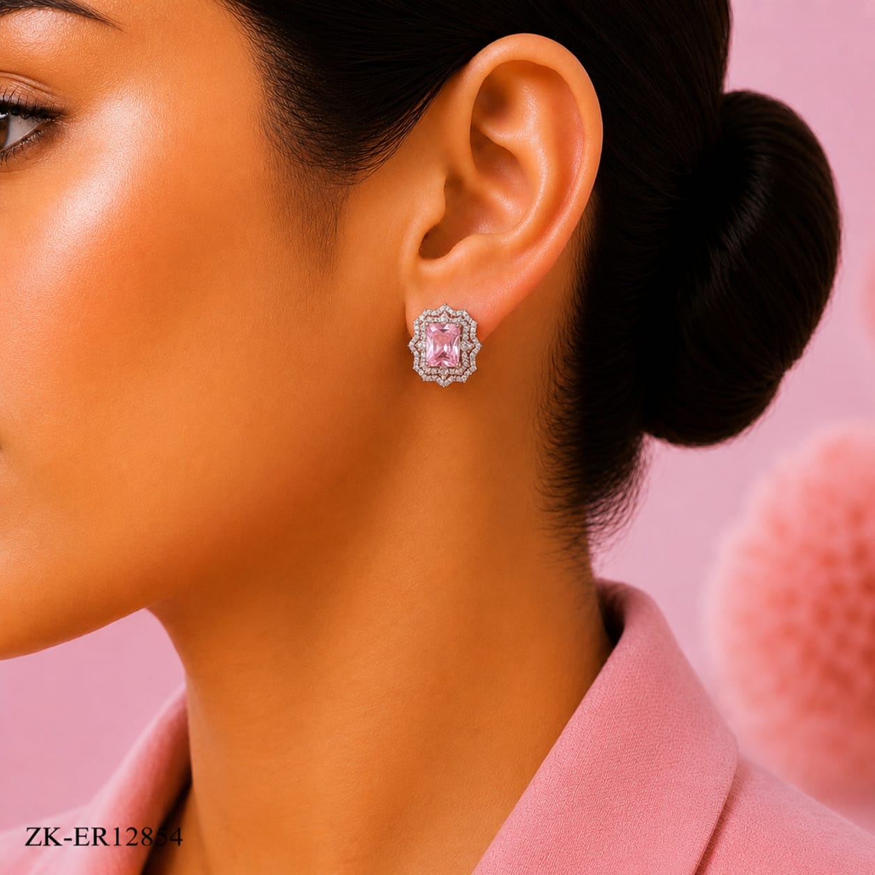 Pink Flower Frame Studs