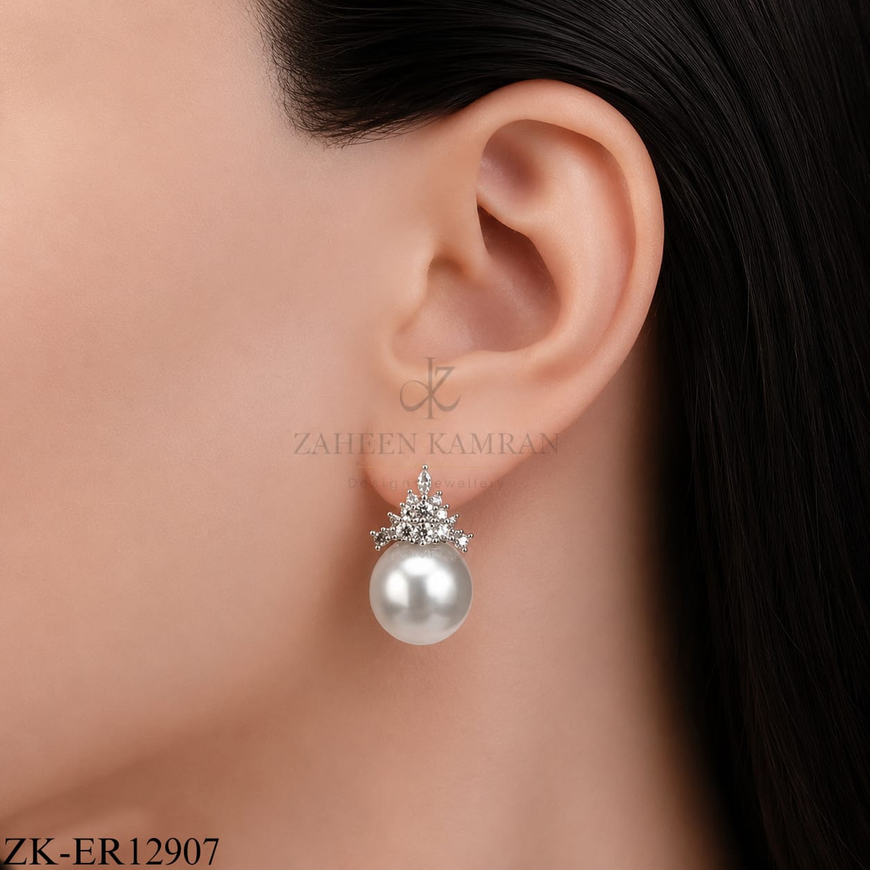 Crystal Grey Pearl Earrings