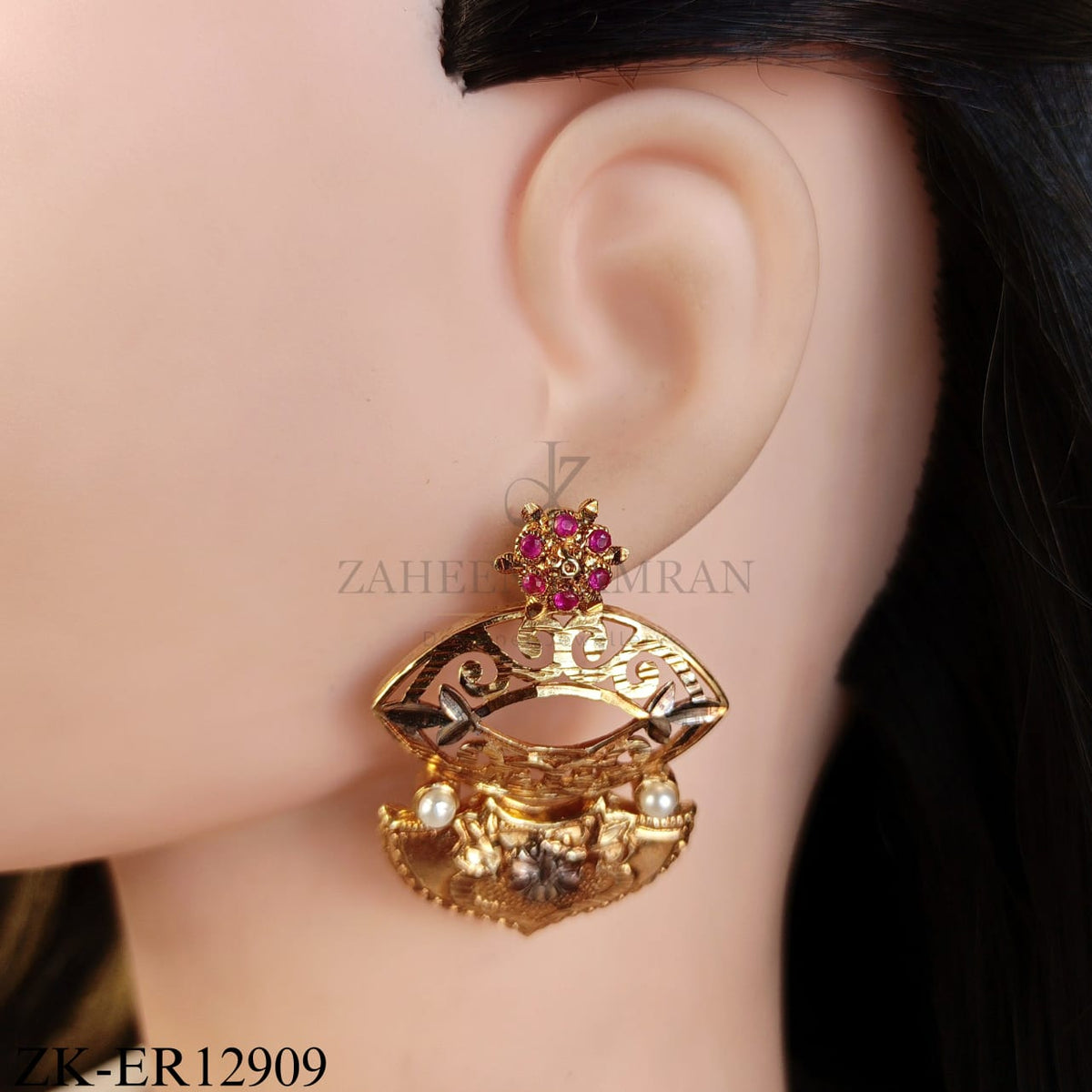 RUBY CUT WORK EARRINGS