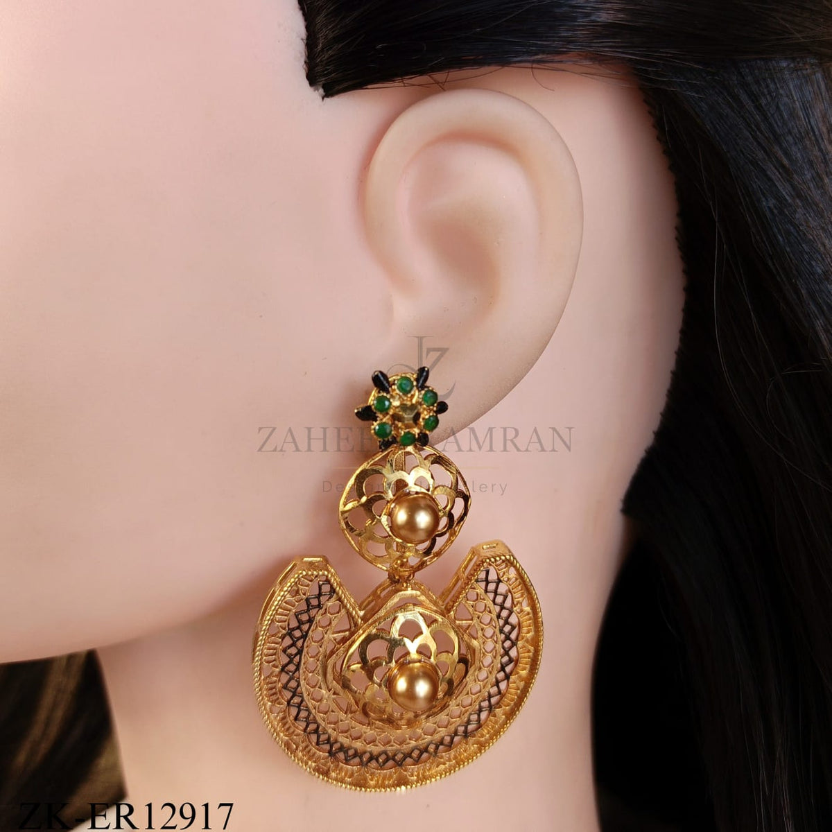 EMERALD FILIGREE EARRINGS