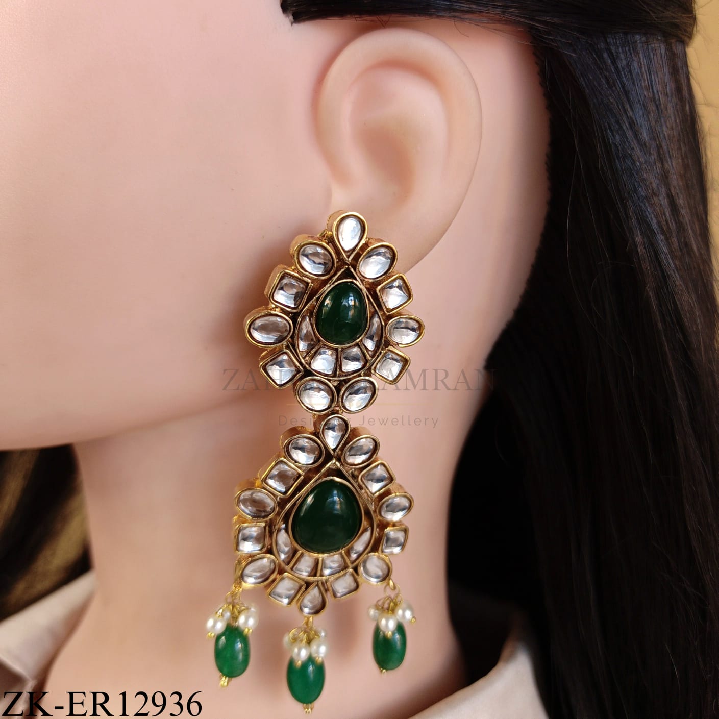 EMERALD KUNDAN EARRINGS