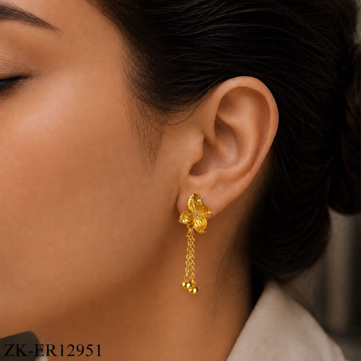 FLORAL CHAIN EARRINGS
