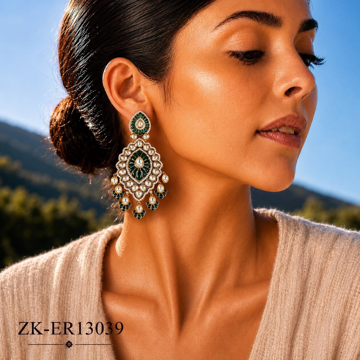 EMERALD KUNDAN EARRINGS