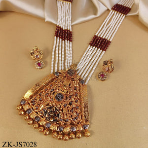 ANTIQUE RUBY BIG PENDANT MALA SET