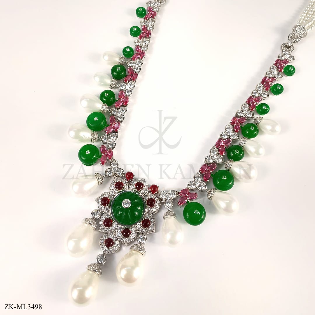 EMERALD SILVER MALA