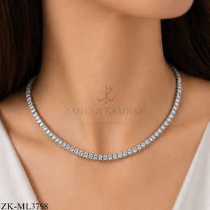 ZIRCONIAN SILVER CURVE MALA