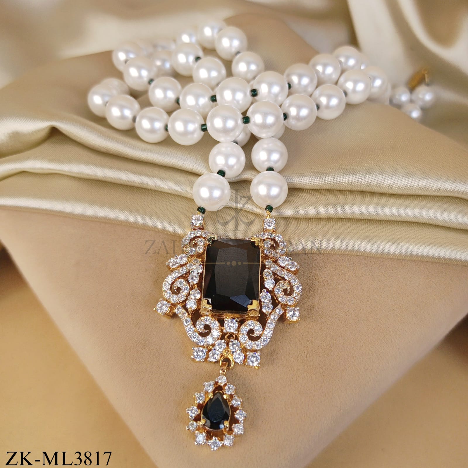 PEARLS STRAND BLACK ONYX MALA