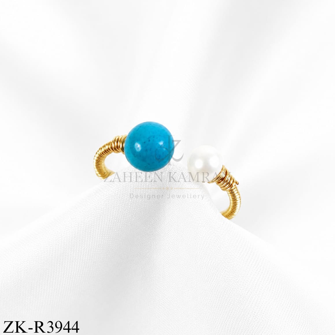 Blue Pearl Open Ring