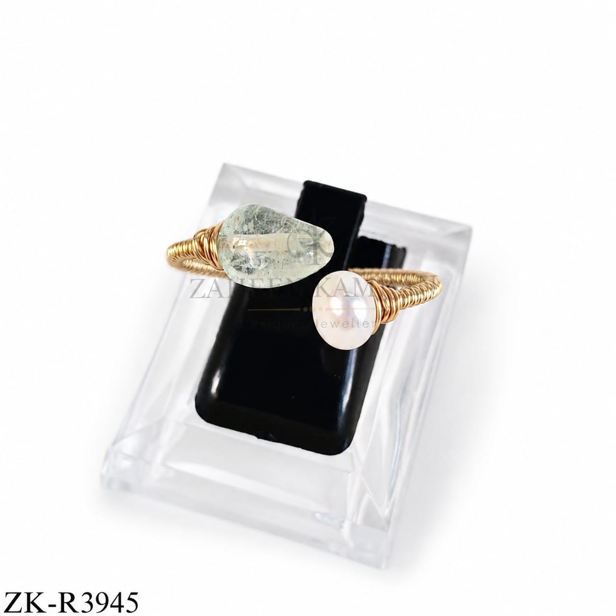 Raw Green Pearl Ring
