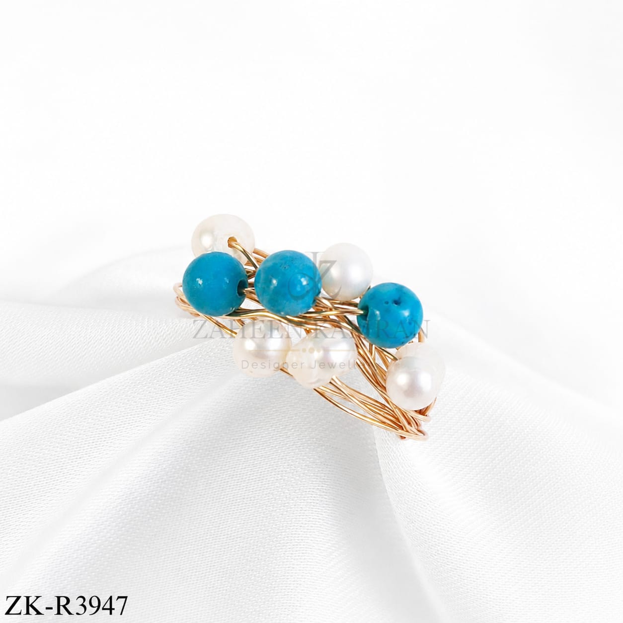 Blue Pearl Nest Ring