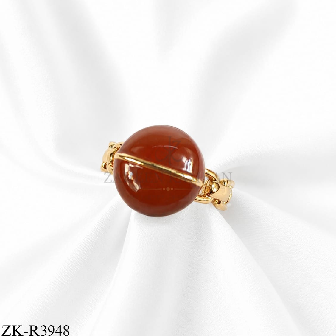 Brown Stone Chain Ring