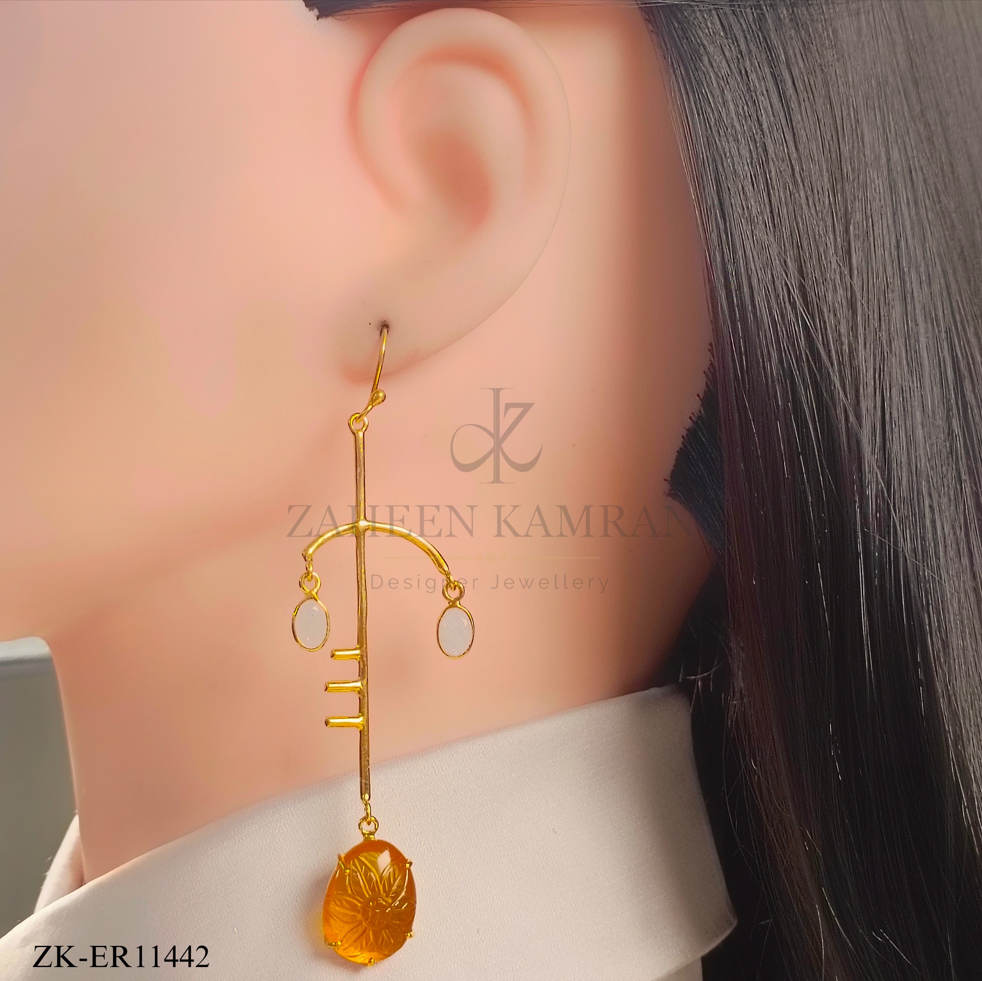925 YELLOW JADE EARRINGS