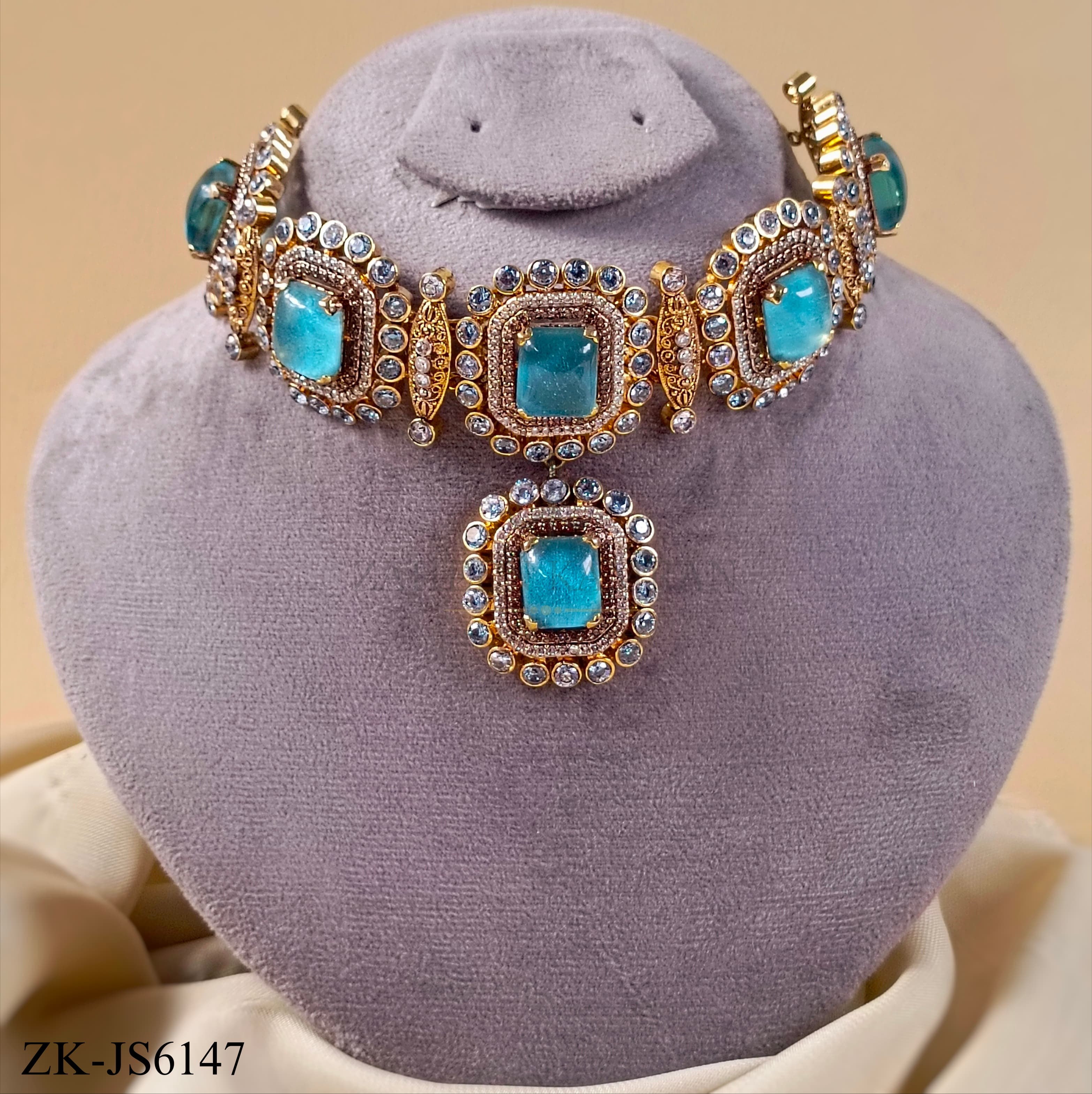 Sapphire, Smoky Quartz & Coffee Stone Mala Set (JS6147)