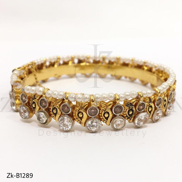 Gorgeous Gold plated White Pearl Bangle