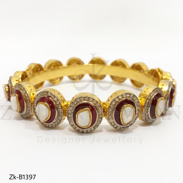 Gold Plated White Zircons Bangle