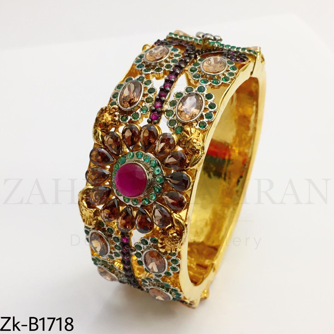 Floral golden bangle