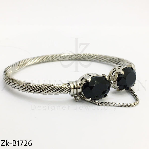 Silver agate bangle