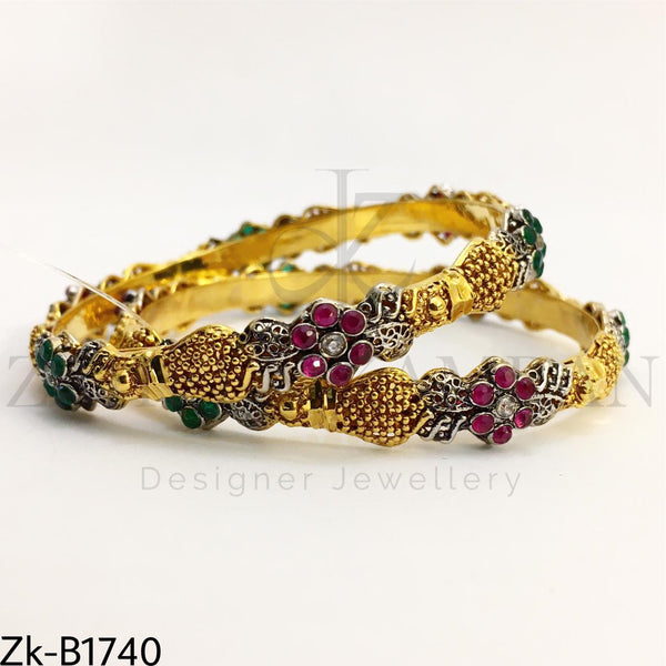 Golden floral bangles