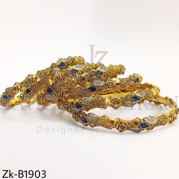 Silver golden sapphire bangles