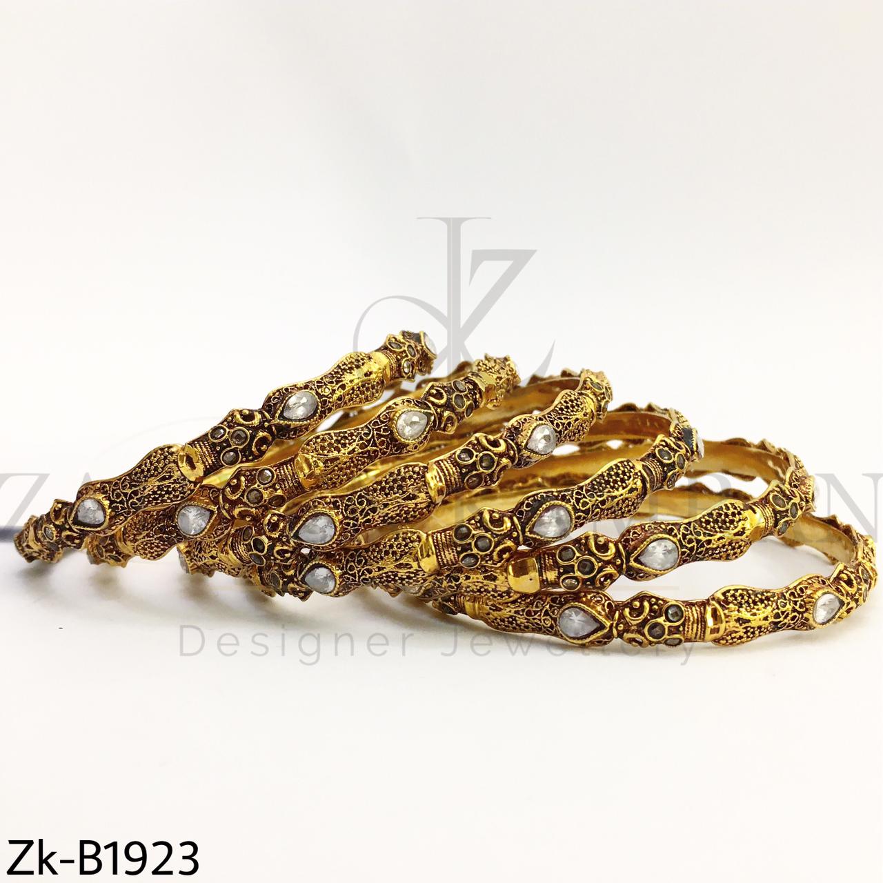 Antique crystal stones bangles