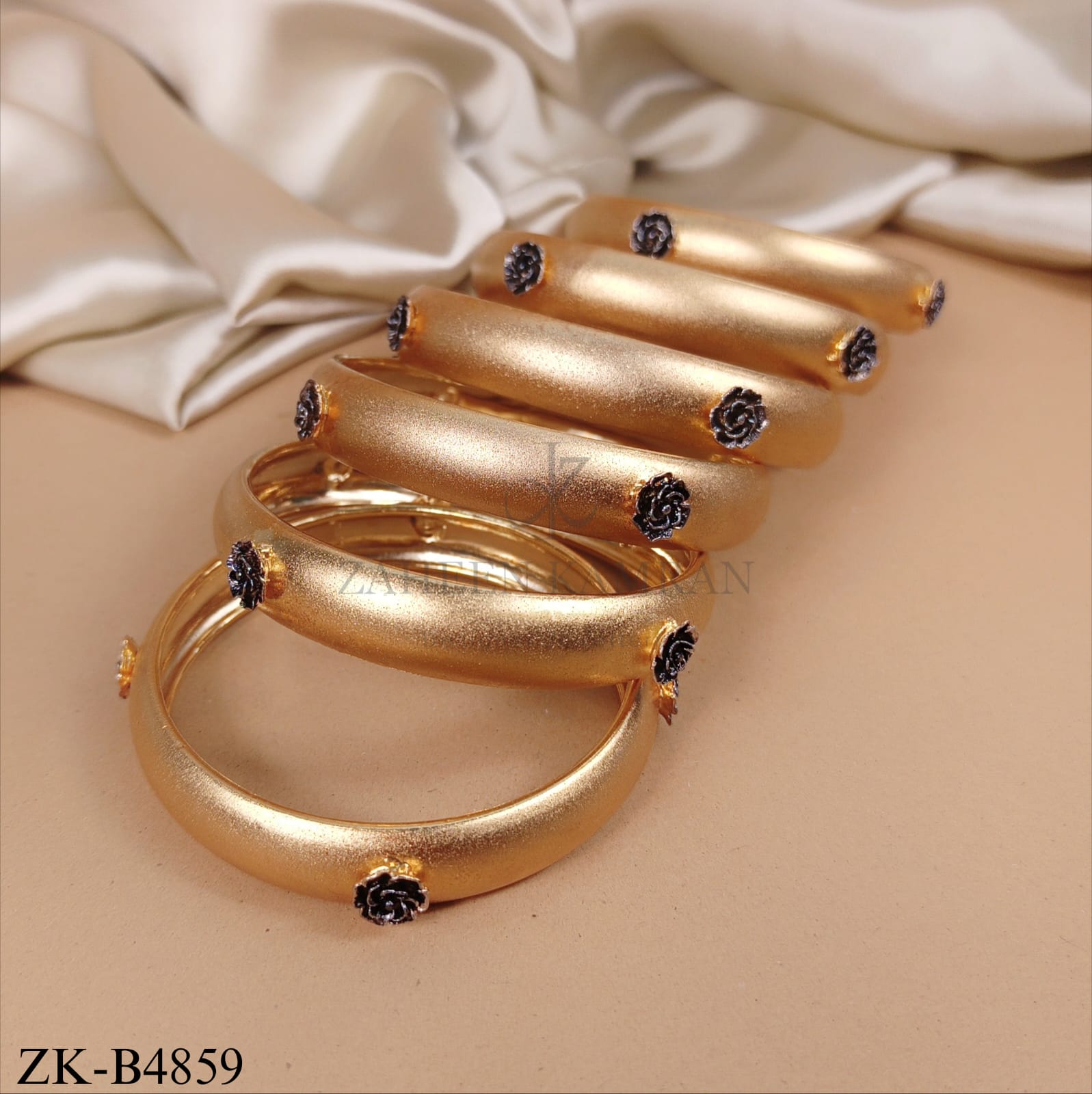 GOLD BLACK ROSE MATTE FINISH BANGLES