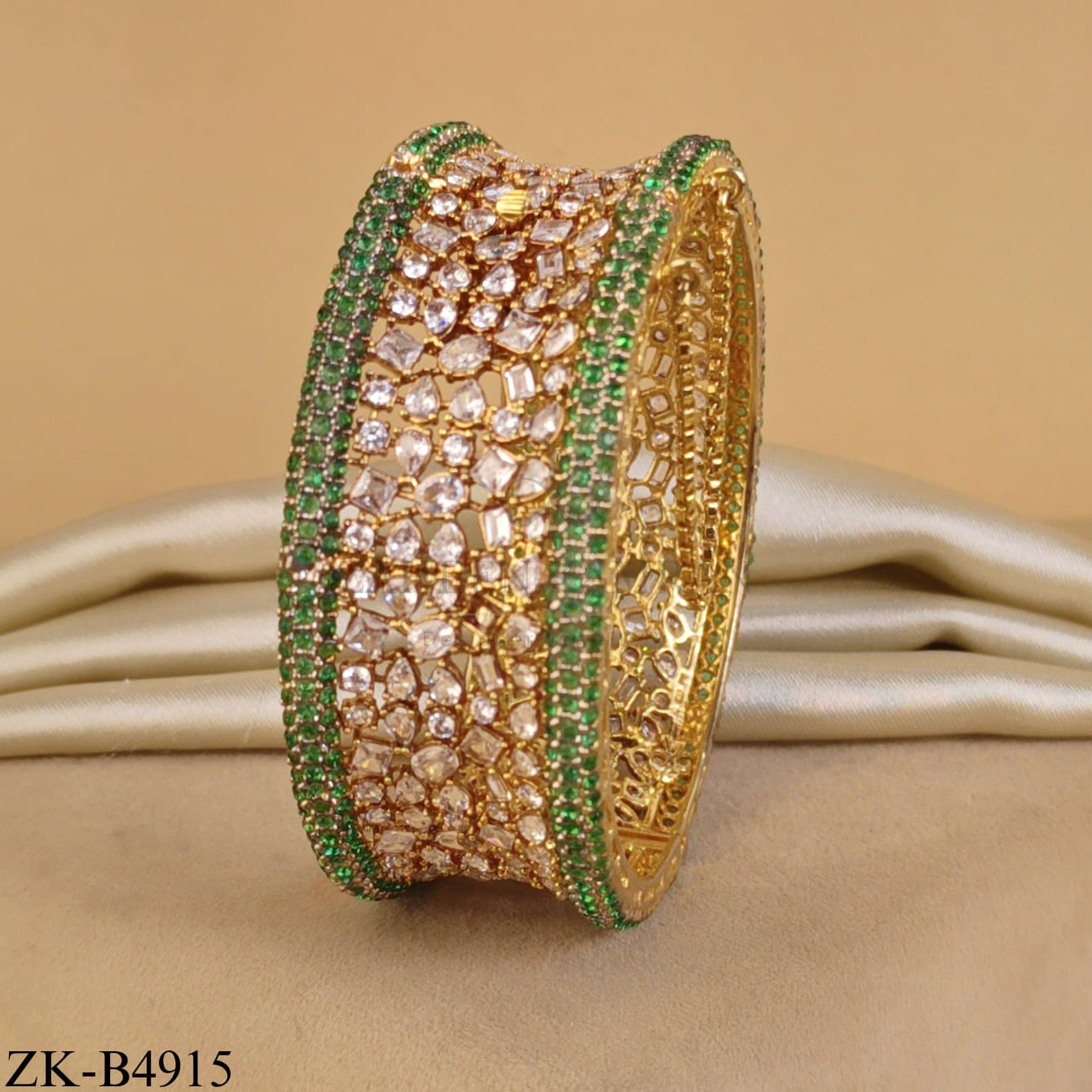 EMERALD EDGE WIDE CUFF BANGLE