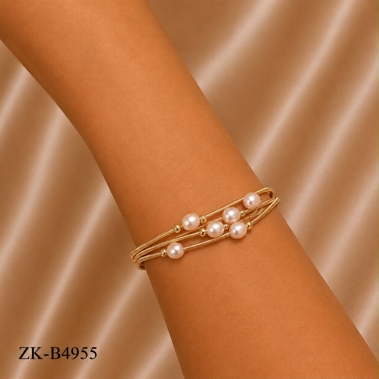 Triple Coil Pearl Bangle