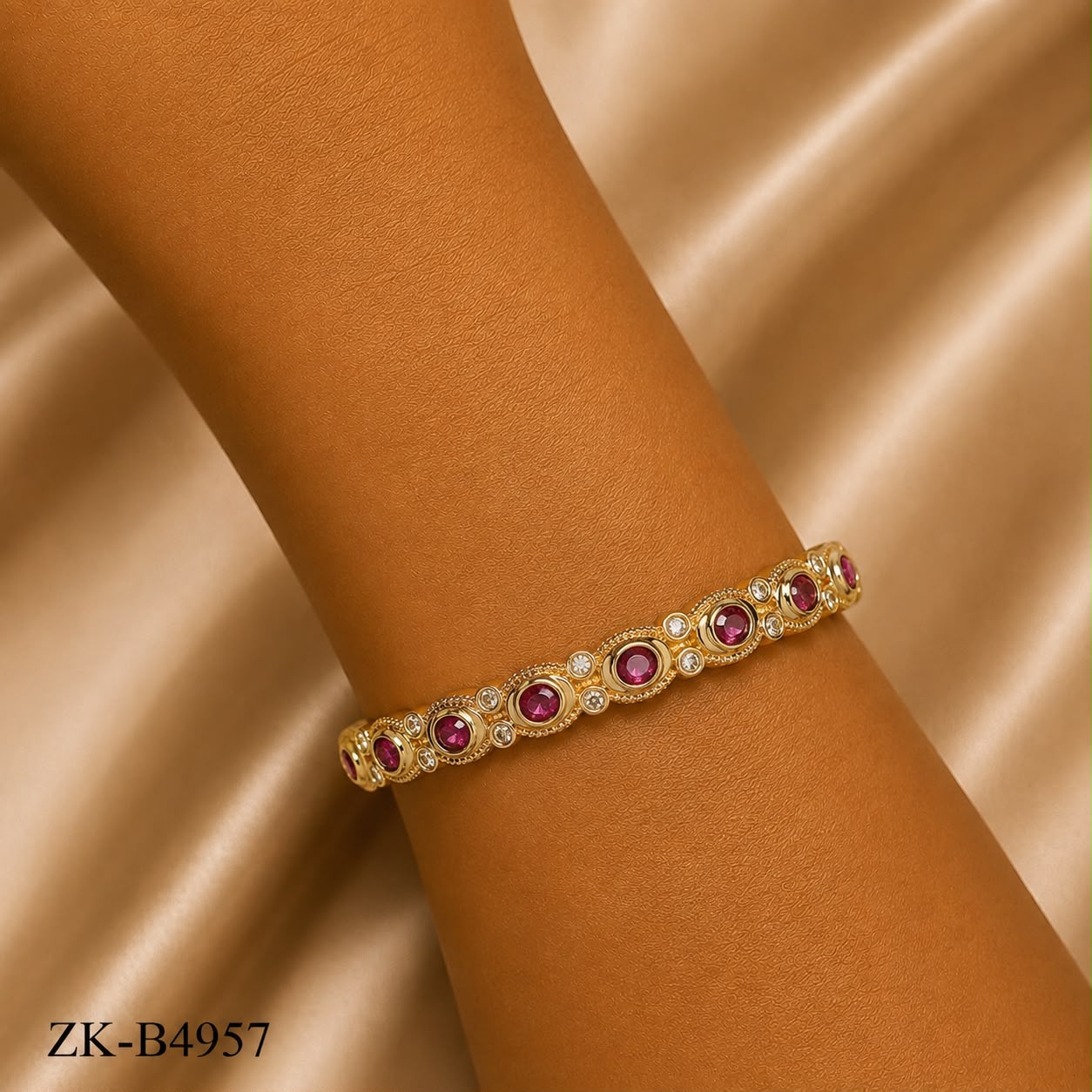 Pink Stone Gold Bangle
