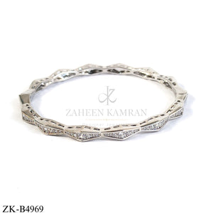 SILVER ZIRCONIAN ZIGZAG BANGLE