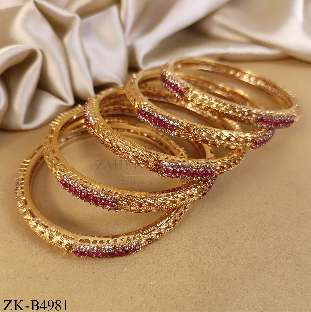 GOLDEN RUBY ZIRCONIA BANGLES